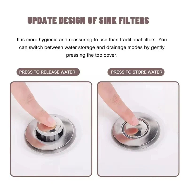 Pop-Up Drain Stopper Basin Hair Catcher Stainless Steel Filter Anti-Odor Fall 2026 Household Upgrade