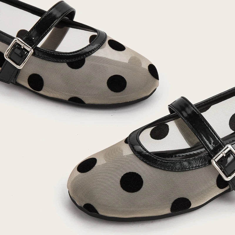 Women Breathable Mary Jane Flats - Round Toe Mesh, Casual