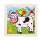 Wooden Kids Jigsaw Puzzle - Montessori Cartoon Animal Vehicle Educational Toy for Children