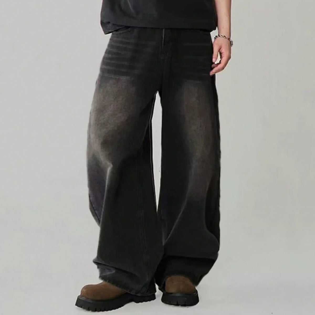 Men's Oversized Wide Leg Jeans - Baggy Straight Cotton Blend