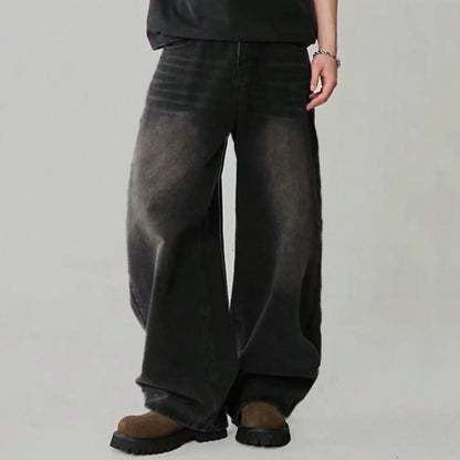 Men's Oversized Wide Leg Jeans - Baggy Straight Cotton Blend