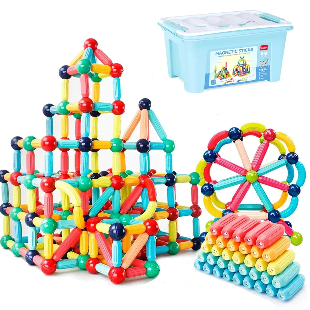 Magnetic Building Blocks Kit for Kids - Montessori Educational Toy for Toddlers, Creative Magnet Construction Gift