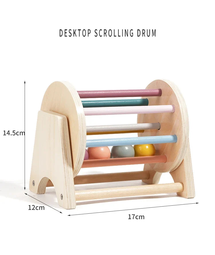 Wooden Montessori Busy Drum Newborn Sensory Toys Learning