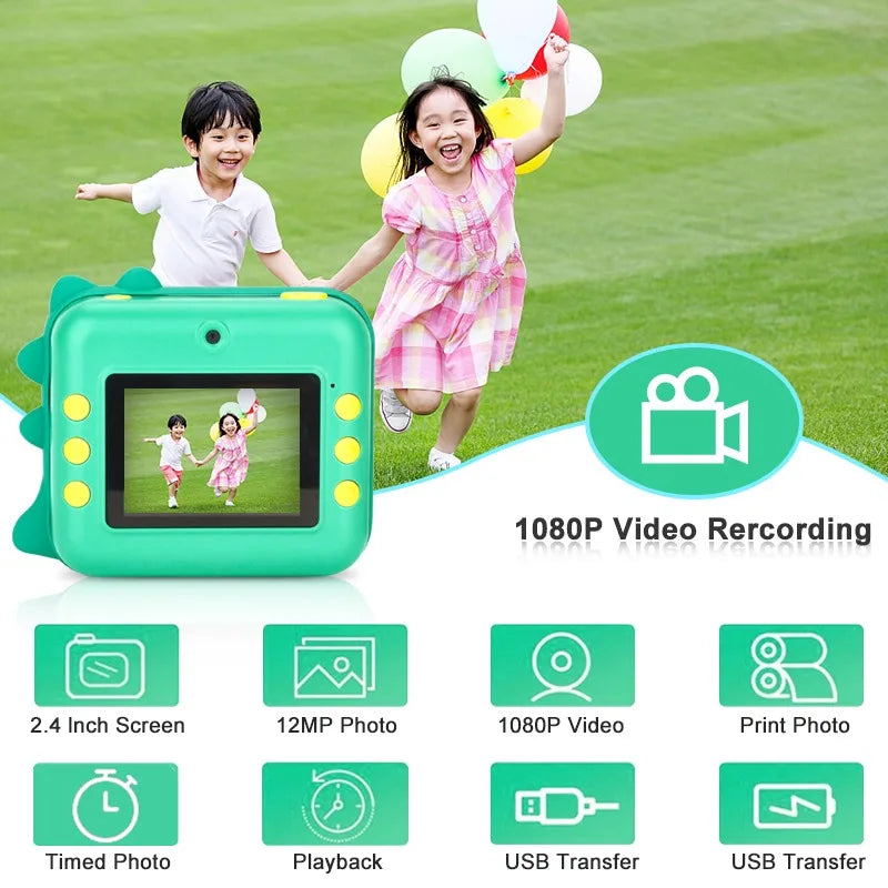 Instant Children's Photo Camera with Thermal Printing 1080P Digital Camera for Creative Kids' Gift
