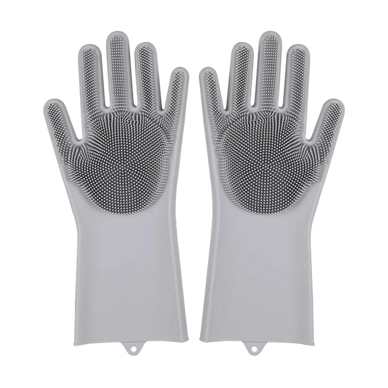 Silicone Dishwashing Gloves with Scrubber - Eco-Friendly Household Cleaning Device