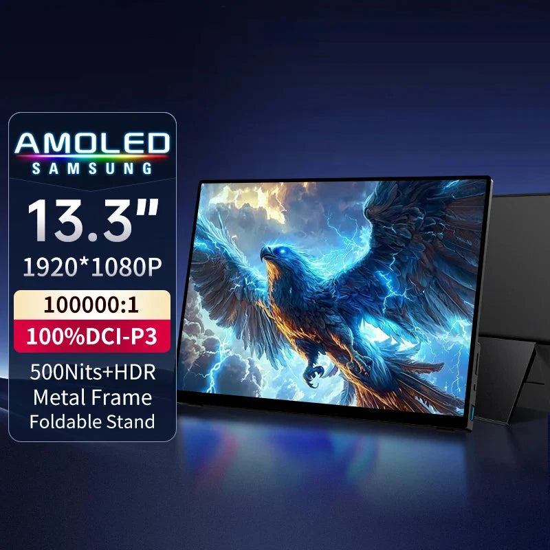 OLED 13.3 Travel-Friendly Monitor Metal Frame Travel Display