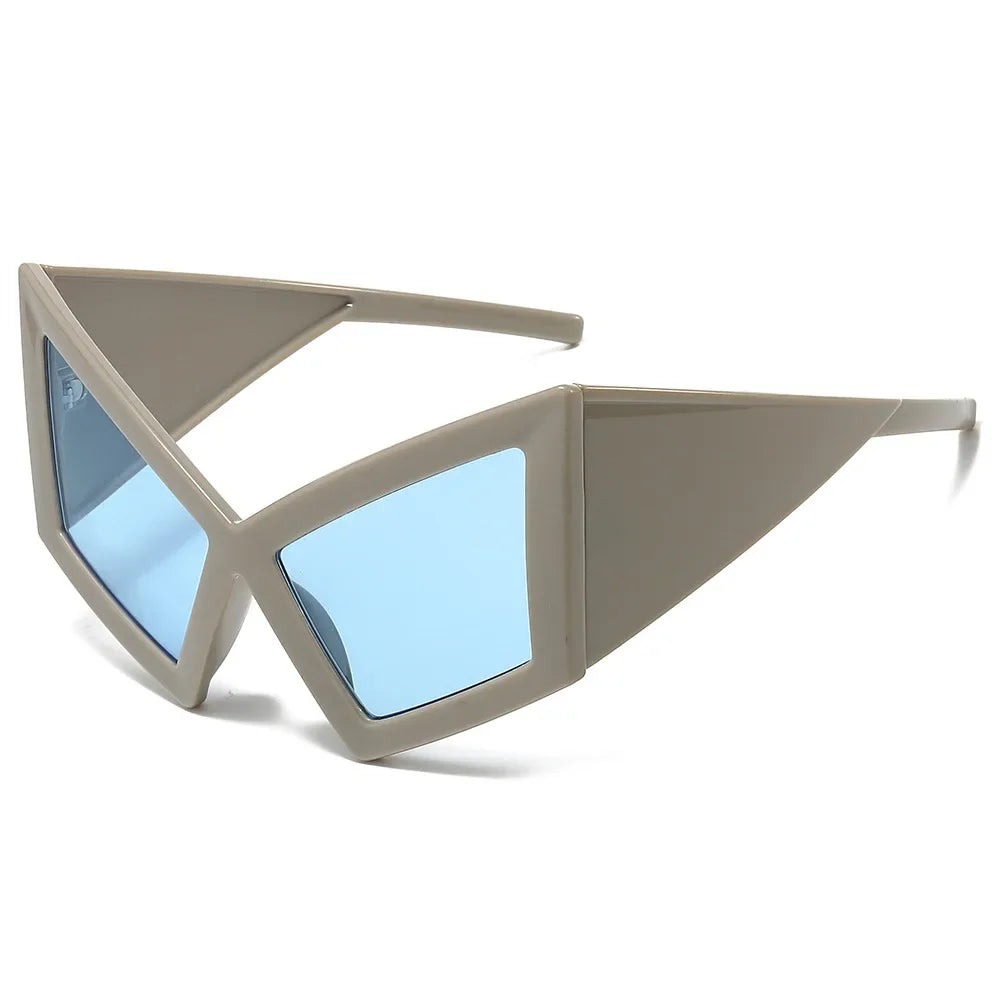 Cat Oversized Eye Sunglasses Women Red UV400 Shades Retro Gradient Fashion