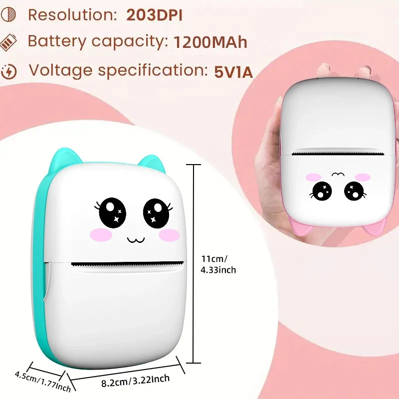 Mini Printer Thermal Ink-Free Travel-Friendly Sticker Printer (Subscription option)