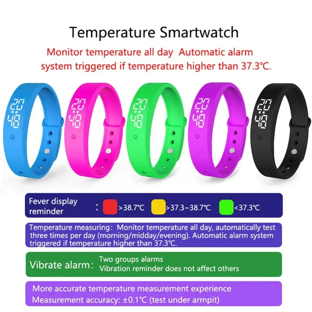 Smart Bracelet Silicone Band Fitness Tracker Water-Resistant Body Temperature Monitor Vibration Alarm Spring 2026 Trend