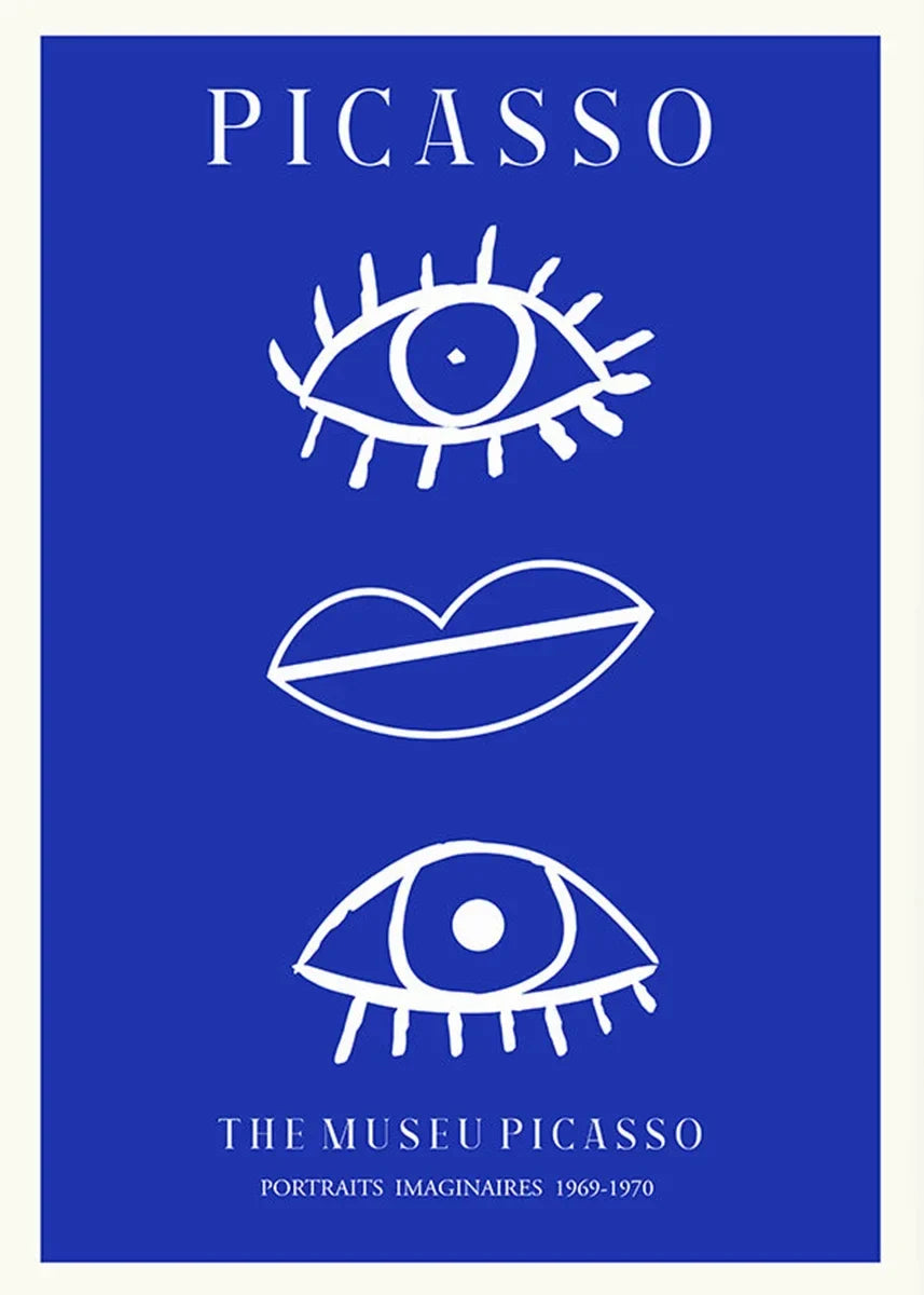 Klein Blue Abstract Canvas Wall Art Vertical Contemporary Print
