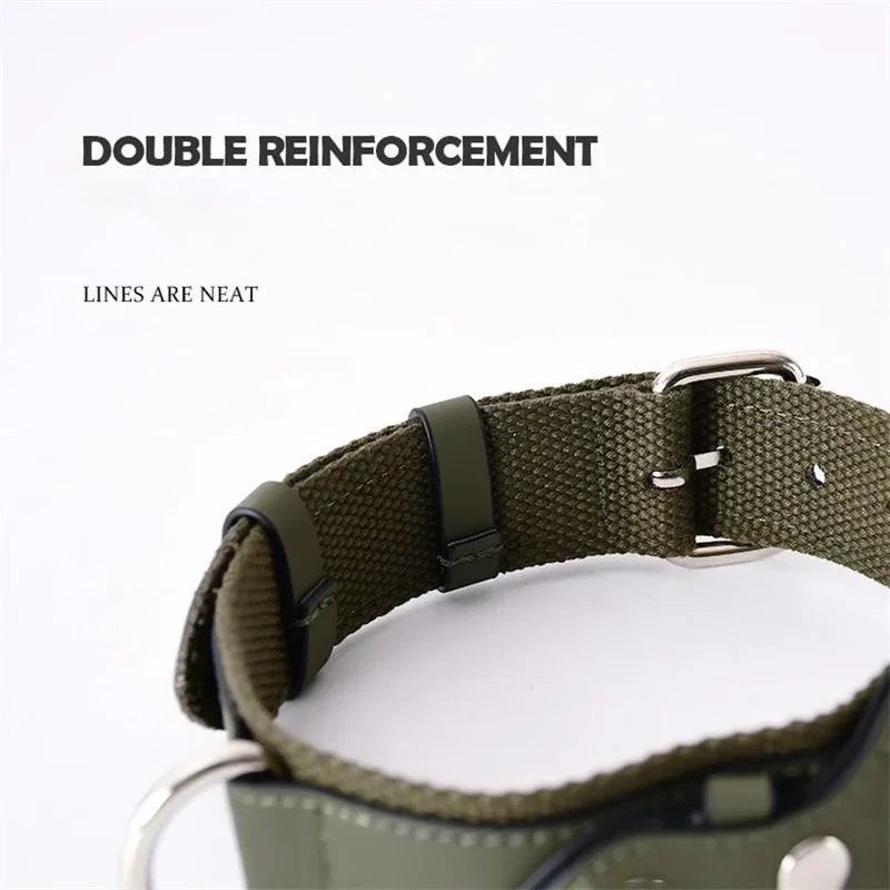 Leather Dog Collar Flexible Padded Pet Collar With AirTag Holder Deluxe Design All-Season Comfort Gift