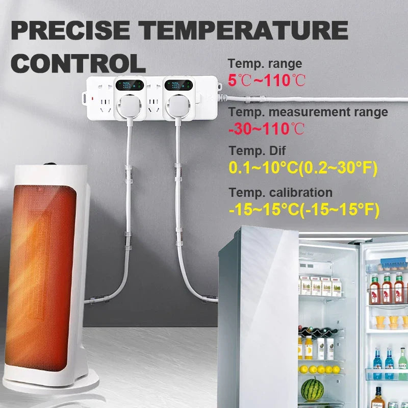Smart Thermostat Socket With 3M NTC Sensor WiFi Outlet Plug Fall 2025 Smart Household Trend Remote Temperature Control