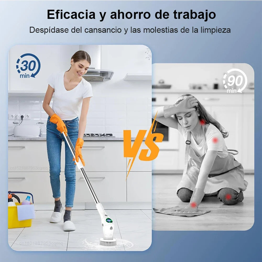 Cordless Rotatable Motor-Driven Cleaning Brush - 8 in 1 Household Cleaning Device for Kitchen & Bathroom