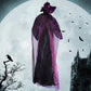 Sound-Activated Halloween Witch with Glowing Eyes and Screeching Sound for Indoor and Outdoor Decor – 6-Foot Life-Size Animated Talking Witch in Purple