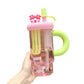 Straw Cup 900ml Cartoon Cute Travel-Friendly Water Cup Summer 2025 Large Capacity High Temperature Resistant Outdoor