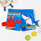 Fast-dry boys' swim shorts - cartoon crab and shark print 2pc set, polyester, for swimming and beach days