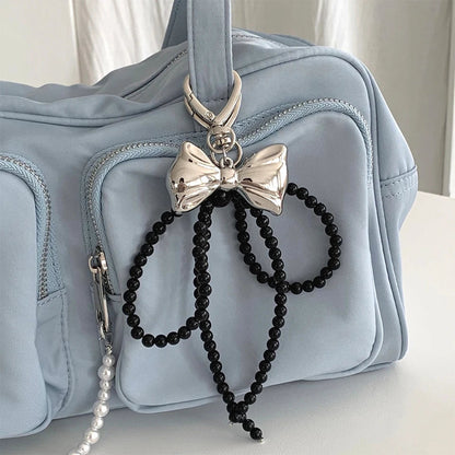 Pearl Beaded Bow Keychain Y2K Bag Charm Cute Gift Accessory