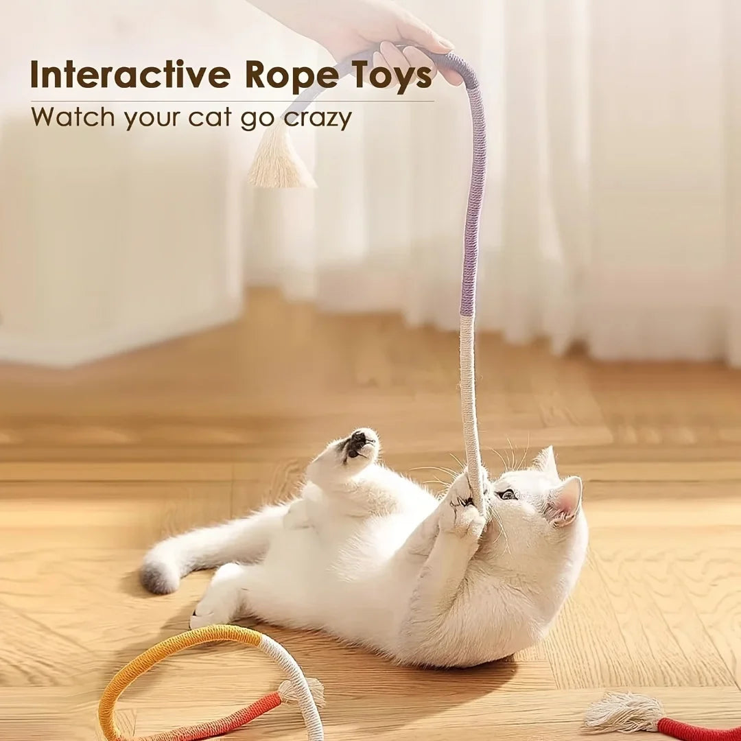 Cat Cotton Chew Toy for Teeth Cleaning - Catnip Rope Teething Toy for Indoor Cats