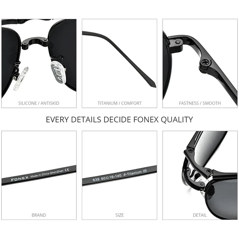 Sunglasses Polarized Titanium Folding Square Frame Ultralight Travel Eyewear Summer 2026 UV Protection