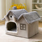 Cat Bed Foldable Cave House Plush Kennel Winter 2025 Cozy Washable Hideaway For Compact Dogs And Cats