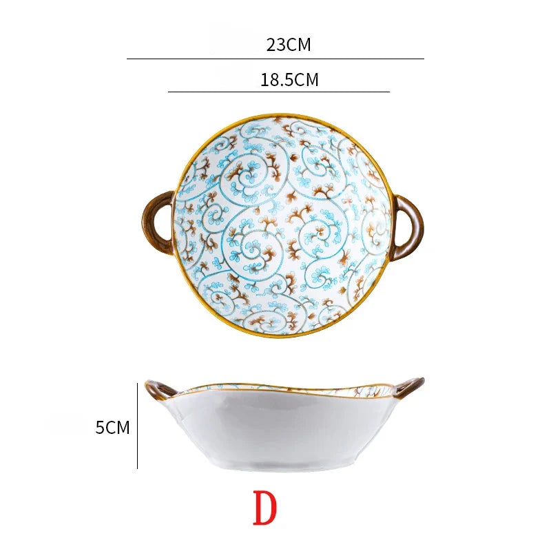 Inch 7.5 Japanese Ceramic Noodle Bowl With Handles Blue
