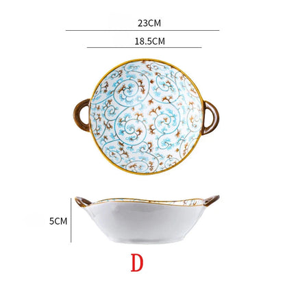 Inch 7.5 Japanese Ceramic Noodle Bowl With Handles Blue