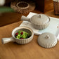 Single Ceramic Handle Bowl With Lid Japanese Style