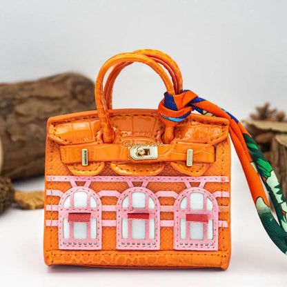 Inspired Birkin Mini Hand Bag - Platinum Bag Charm