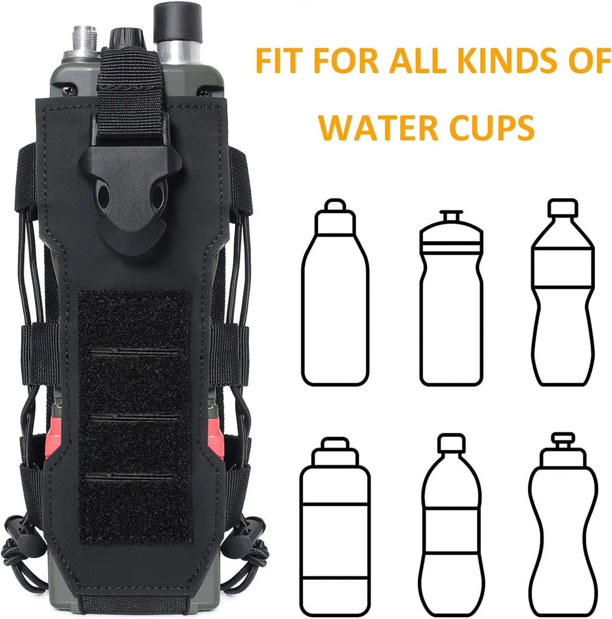 MOLLE Radio Pouch and Water Bottle Holder - Flexible 40 Oz Pouch for Backpack Fall 2025 Tactical Gear Accessory