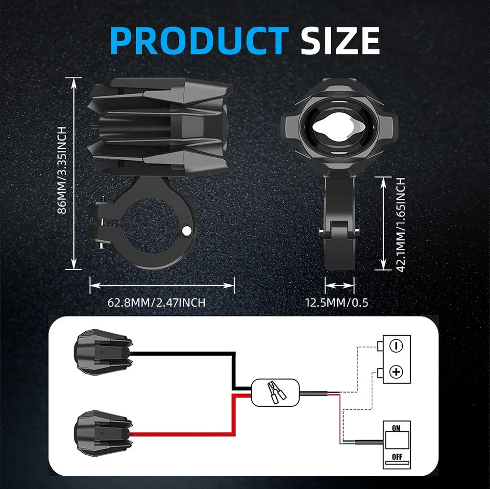 Auxiliary Fog Spot Light 3500K Strobe Off-Road Motorbike 2026 – HAOLIDE LED Motorcycle Headlight 6000K