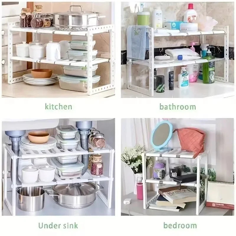 Stackable Sink Organizer Shelves - Household Organizers for Kitchen & Bathroom Storage Solutions