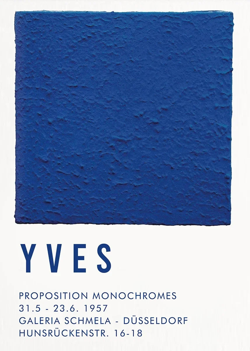 Klein Blue Abstract Canvas Wall Art Vertical Contemporary Print
