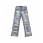 Relaxed Oversized Mens Jeans - Ripped Straight Leg Denim