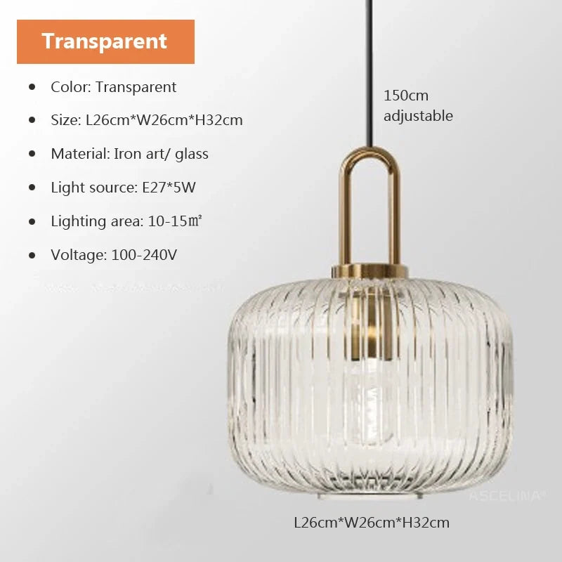 Japandi Glass Pendant Light Japanese Scandinavian Hanging Lamp Warm