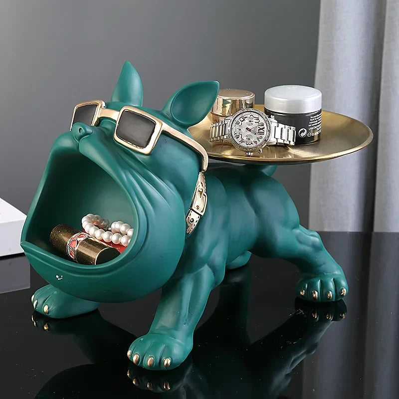 Dog Statue 30cm Bulldog Figurine Storage Box Resin Household Decor Fall 2025 Organizer Gift Idea