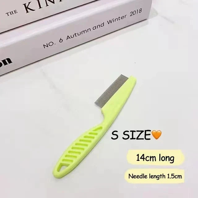 Stainless Steel Pet Grooming Comb - Flea & Shedding Brush for Cats & Dogs, Massage Device