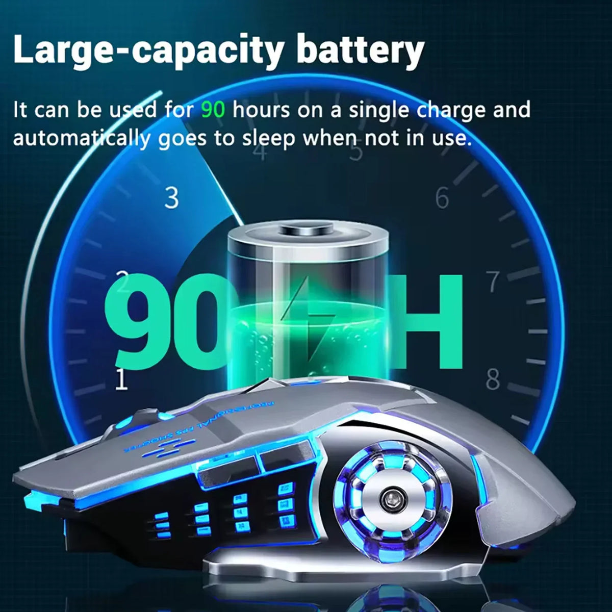 Cordless Battery-Powered Gaming Mouse Bluetooth Silent Backlit