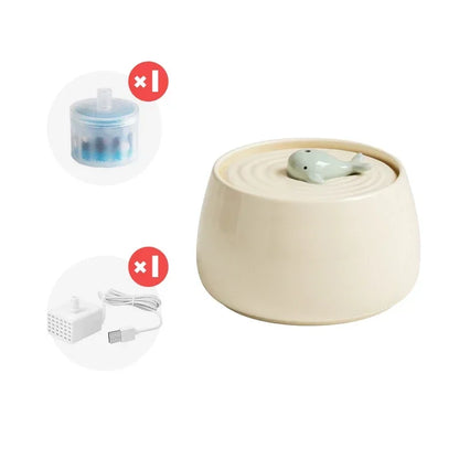 Water Cat Fountain 1300ml Ceramic USB Charging Pet Fountain With Filter And Wooden Stand Fall 2025 Continuous Hydration