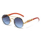 Punk Retro Round Sunglasses for Men & Women - Fashionable Double Bridge Design for Travel and Shopping
