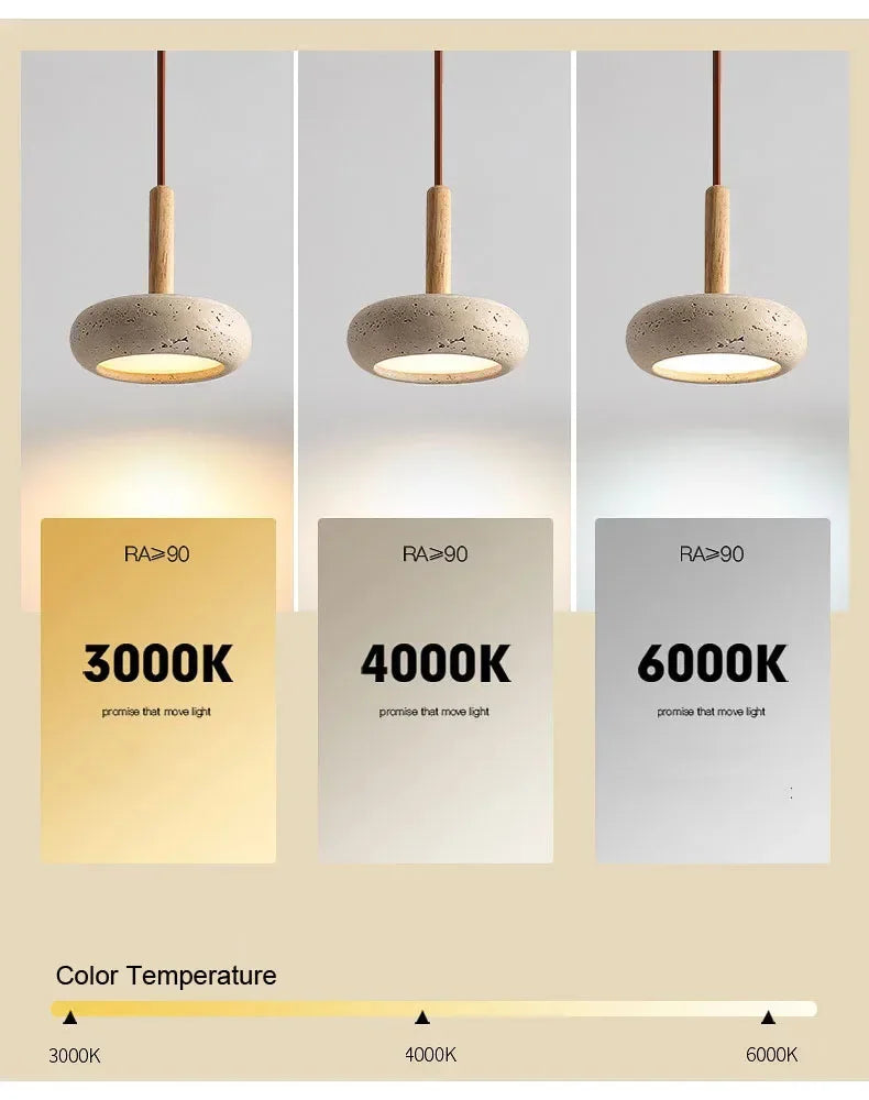 LED Japandi Pendant Lamp Yellow Stone Wabi Sabi Ambient Design