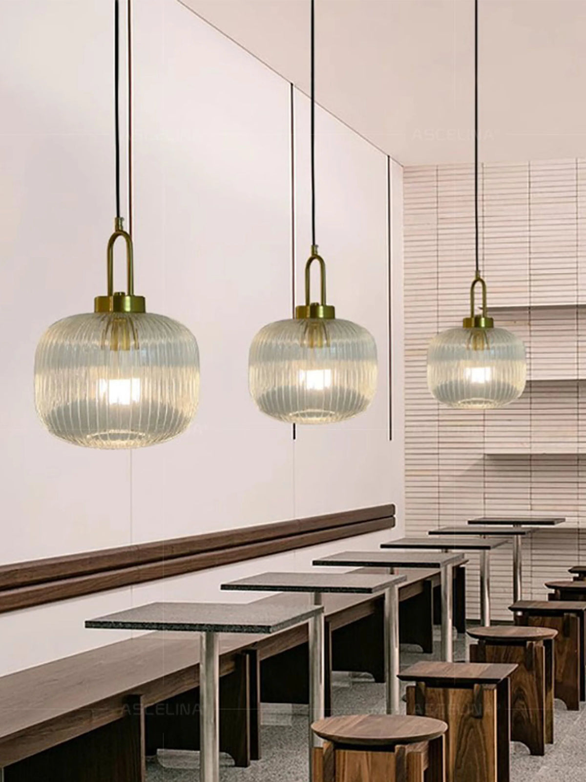 Japandi Glass Pendant Light Japanese Scandinavian Hanging Lamp Warm