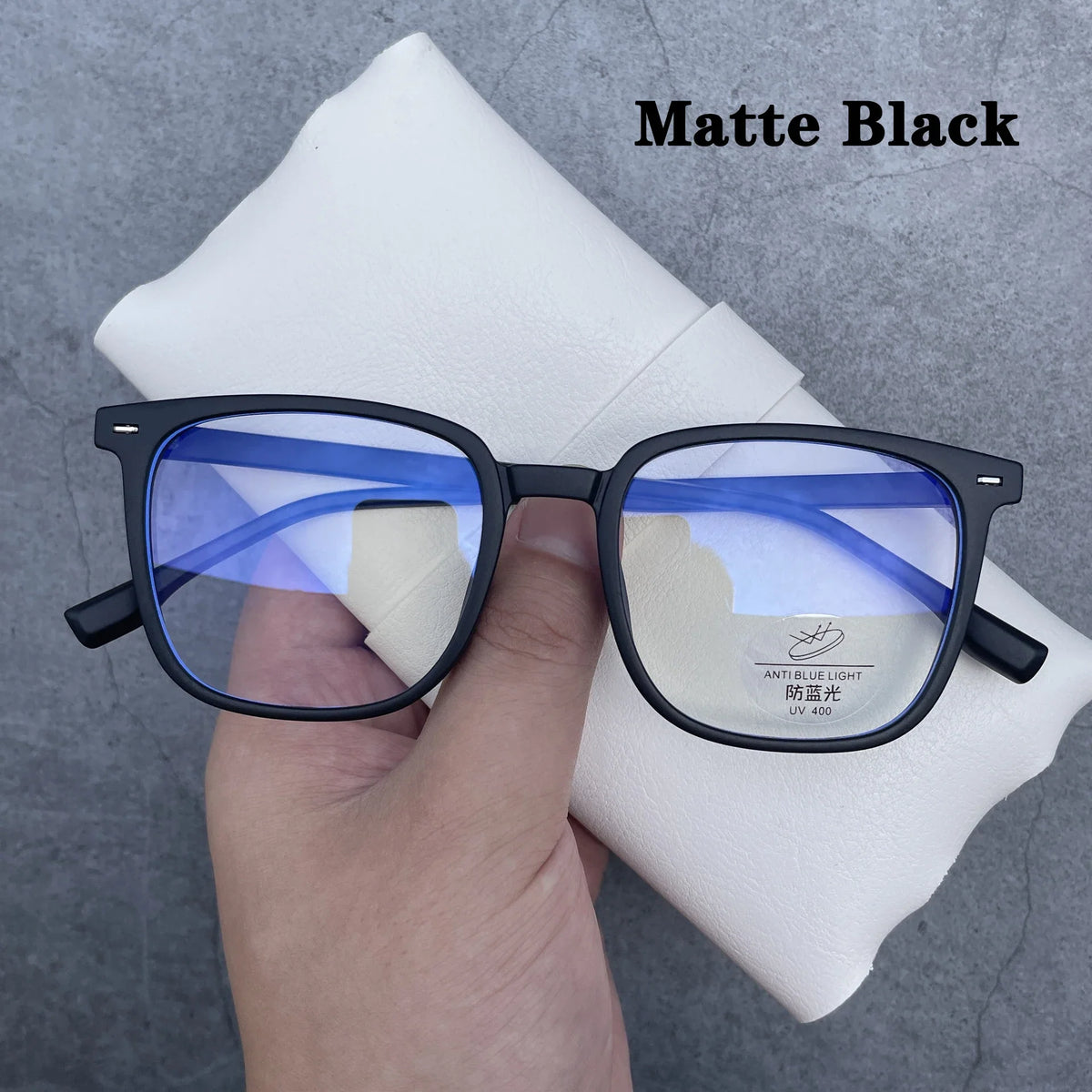 Light Blue Blocking Glasses Frame Black Square Rectangle Computer Eyewear Back To School 2026 Eye Strain Relief