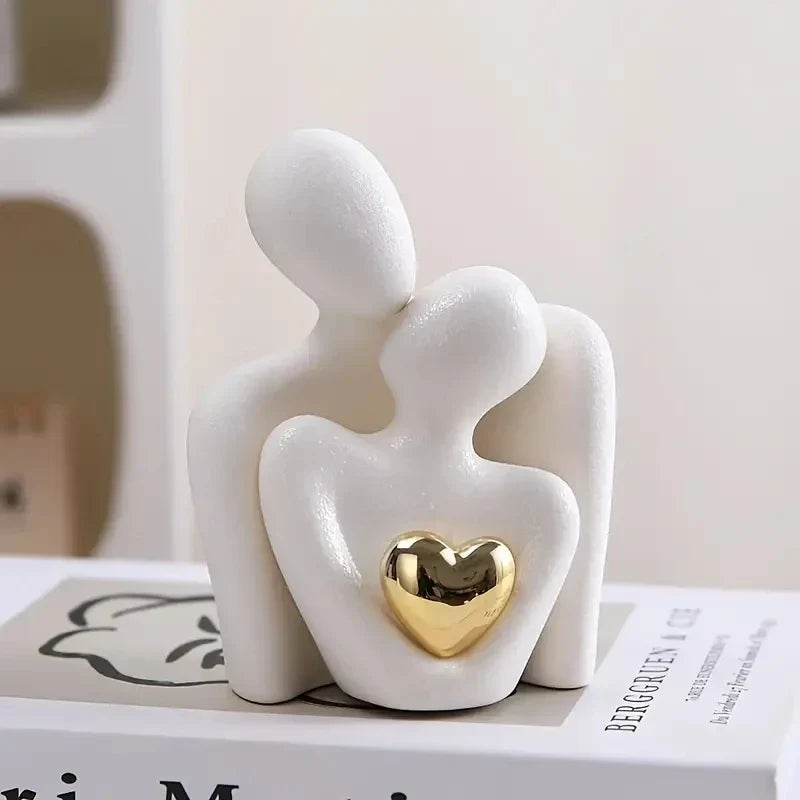 Embrace Love Statue White Plastic Romantic Figurine, Valentines Day Gift 2026 Cozy Bedroom Decor