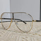 Pilot Oversized Punk Sunglasses Women Big Frame 2025 Hollow Shades for Ladies