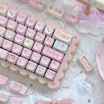 Keycaps PBT Cat Keycap Kit Alice Layout 2.25U 2.75U Pastel Mechanical Keyboard TikTok Viral Fall 2025 Cute Desk Gift