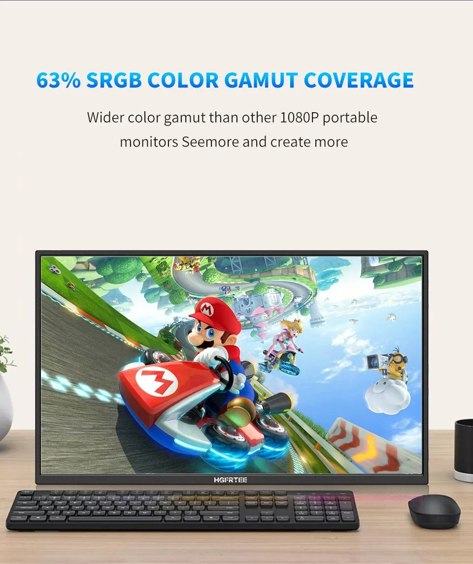 Travel-Friendly 14.1 Inch 1080P IPS Gaming Monitor With Stand