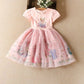 Light Girls' Dress - Short Sleeve, Knee-Length, Flowy, Cotton, Mesh, For Parties