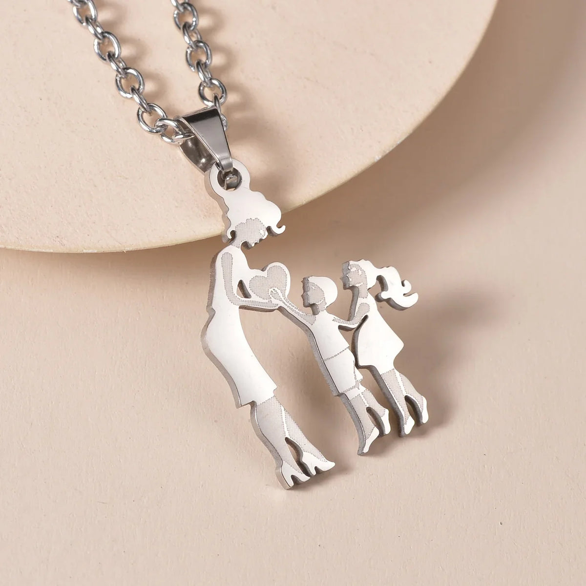 Mother's Day Gift Children Family Stainless Steel Jewelry – Silver Stainless Steel Mother & Kids Pendant Necklace