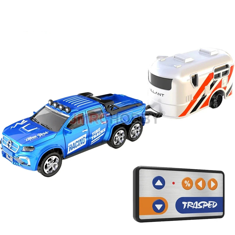 RC Alloy Car with Trailer - 2.4GHz Remote Control Mini Vehicle for Kids & Adults