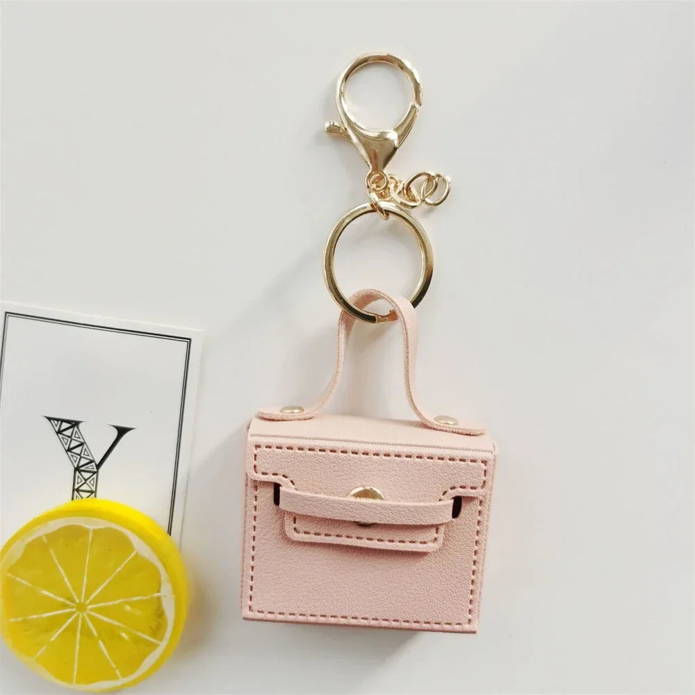 Free 1+1 Birkin Inspired Mini Hand Bag - Solid Color PU Leather Coin Bag Keychain Charm